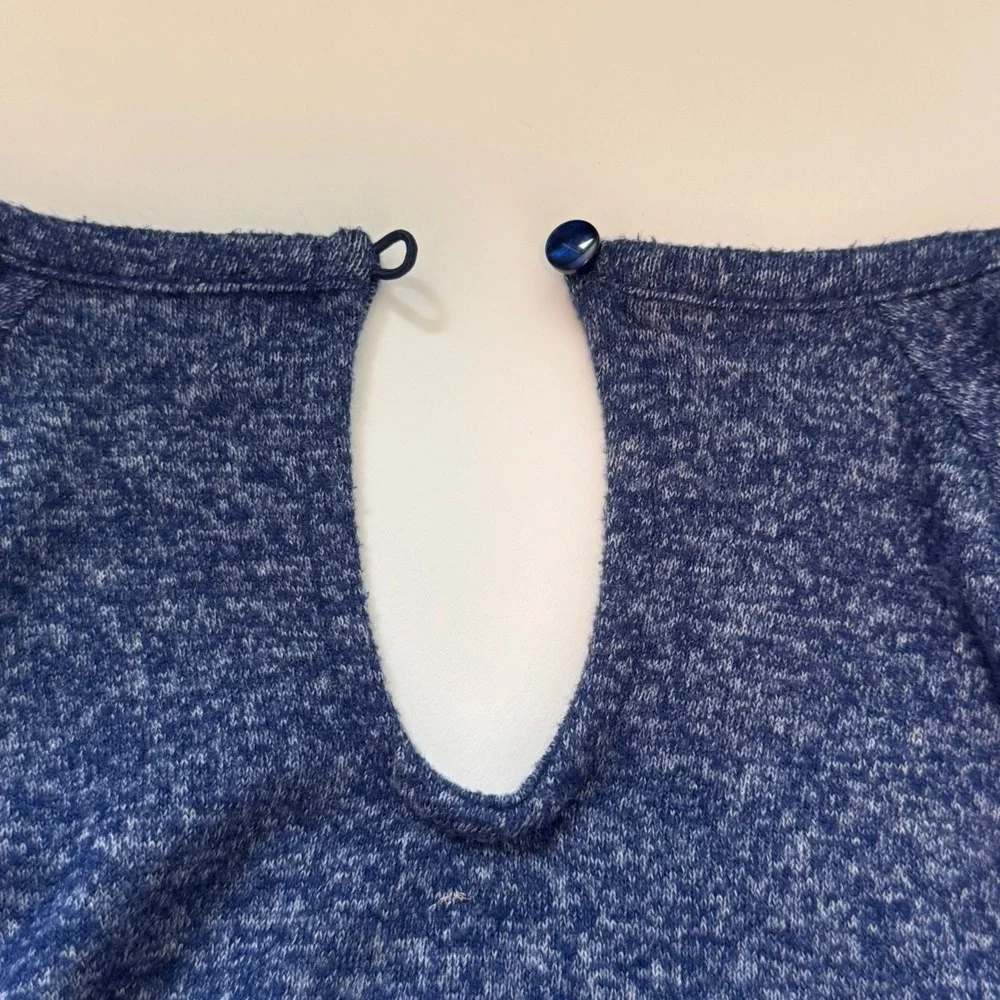 Old Navy Long Sleeve Top Girls XL 14 Blue New Keyhole Back A-Line Knit Shirt